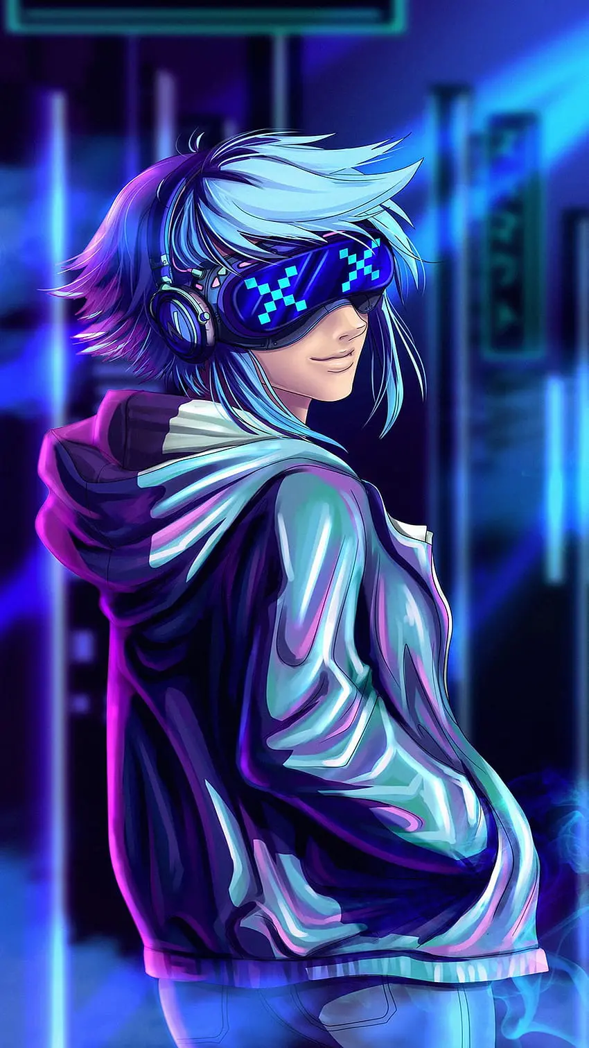 Blue Wallpaper Creepy Anime Boy for Samsung