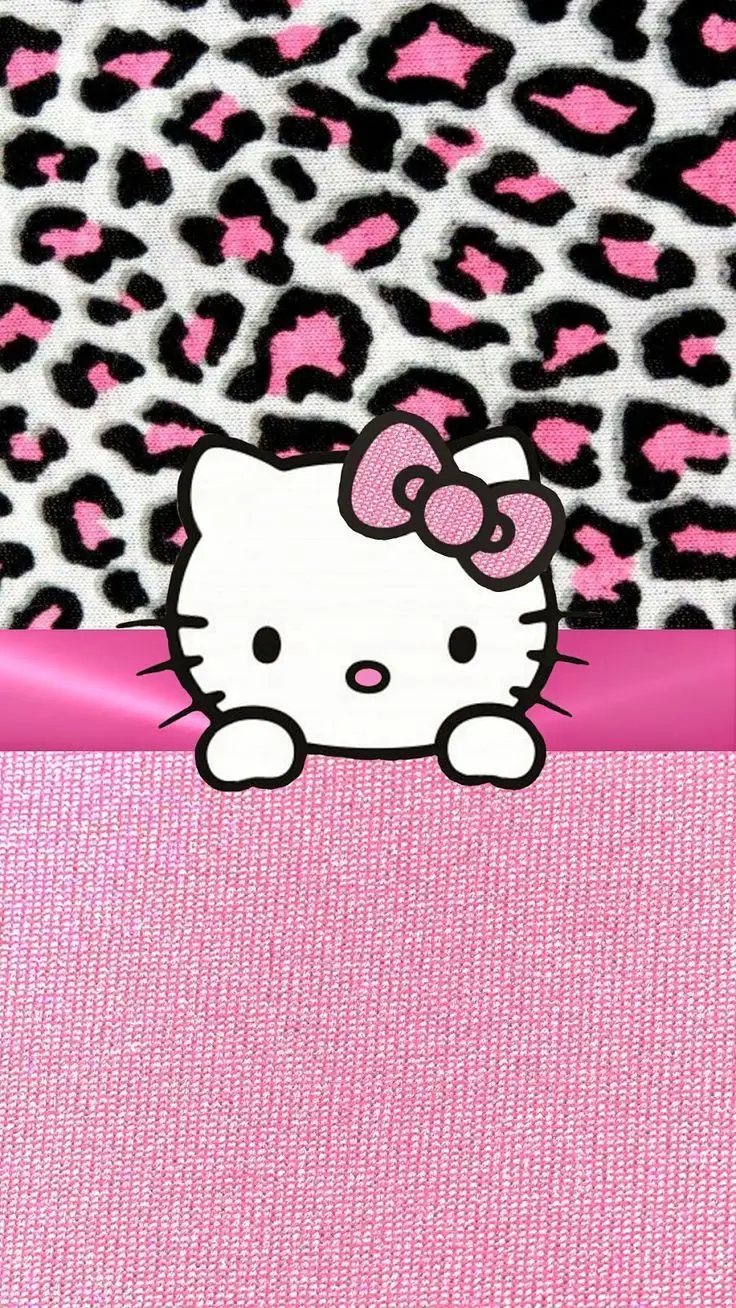 Cute pink Hello Kitty leopard wallpaper