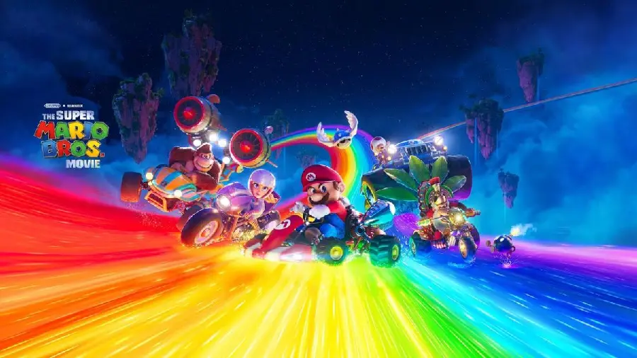 Beautiful Rainbow Background with HD View of Super Mario Bros.