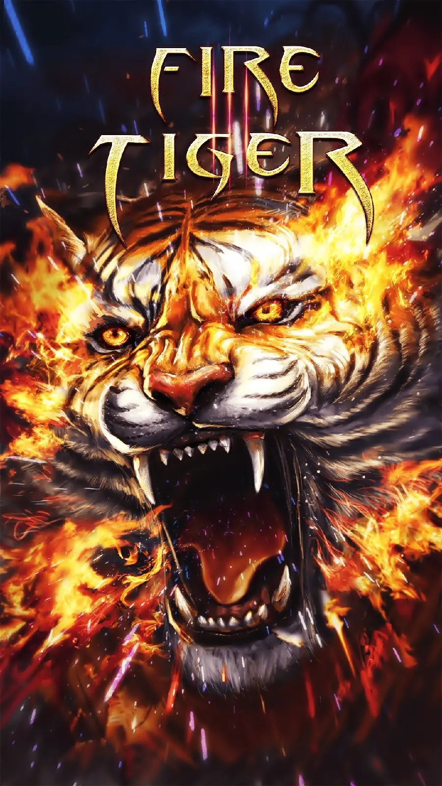 Impressive laptop background with the title Fire Tiger with a beautiful fiery theme