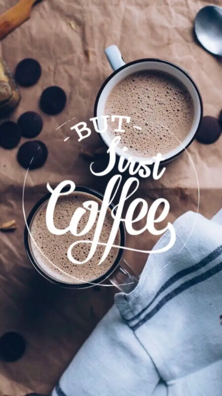 Download phone lock background with coffee cup design with English caption