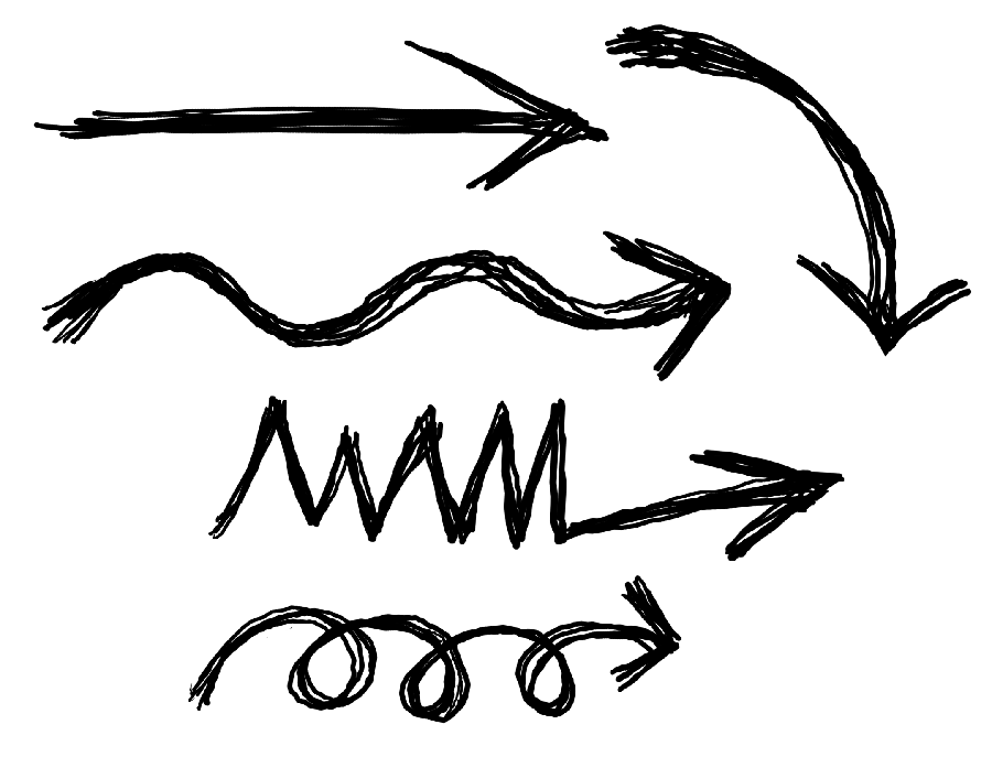Fantasy photo of minimal directional lines in the form of arrows and arrows to the right and down 