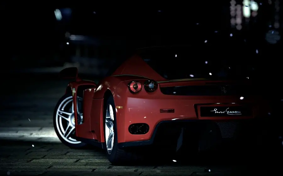 Incredibly attractive photo of a red foreign car in excellent quality 