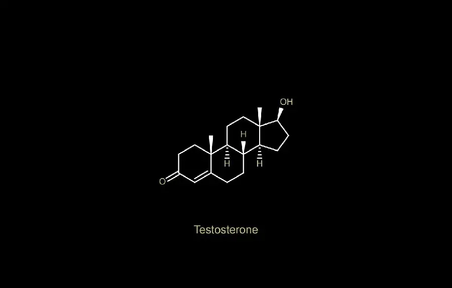 Molecular structure of testosterone with black background in HD quality