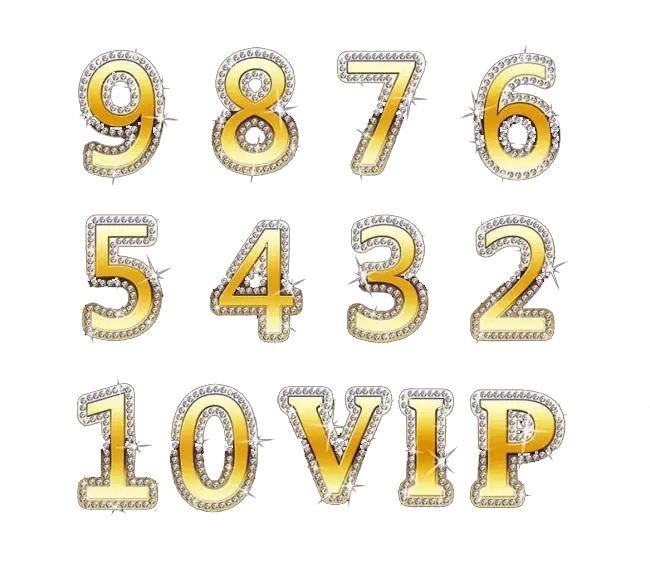 PNG numbers from 1 to 9 and gold