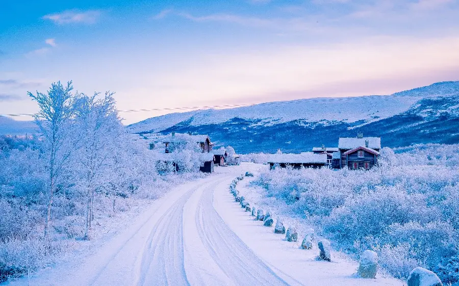 Full HD snowy wallpaper inIndinavia with a bright theme	