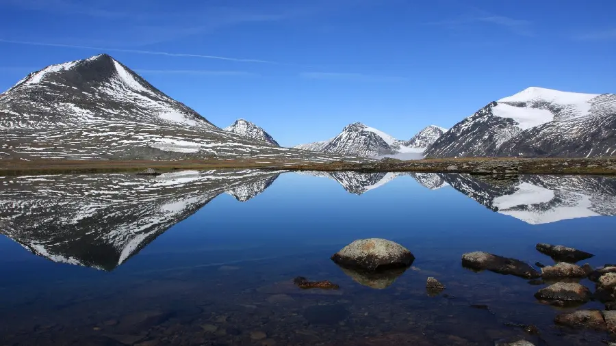 Interesting Reflection of Mountain Image in Water in the Dreamy Scandinavian Region