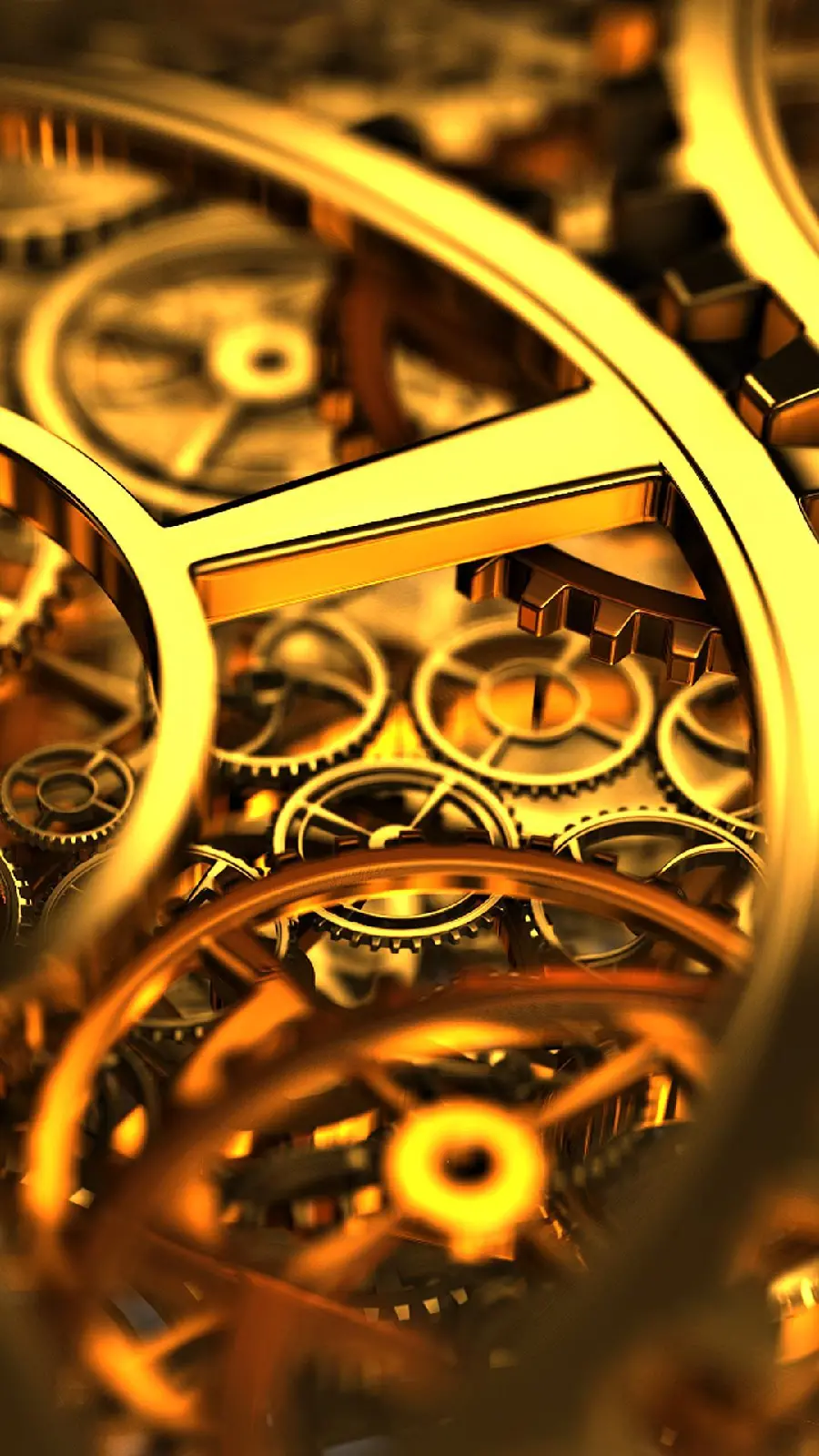Interesting Image of Shiny Golden Industrial Gear in HD Quality 