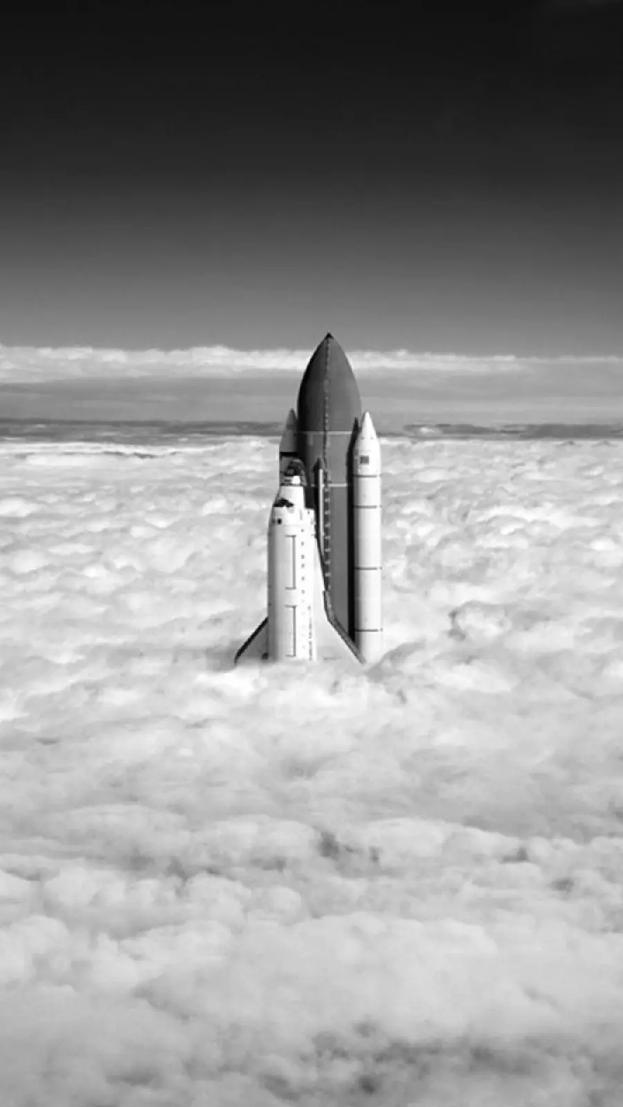 A very beautiful photo of a rocket in the clouds