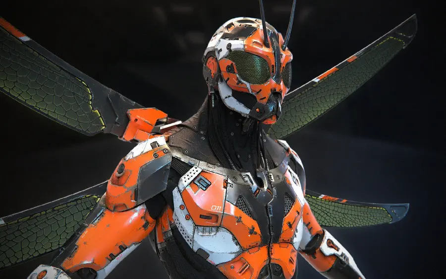 Interesting fly-looking robot in a frame High quality for Windows 12 laptop background