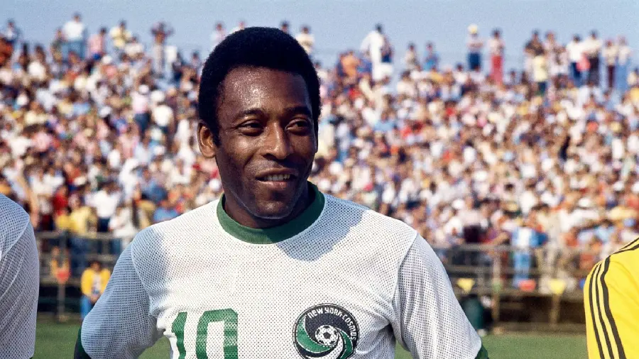 Photo of young Pele in the Brazilian national team uniform in white