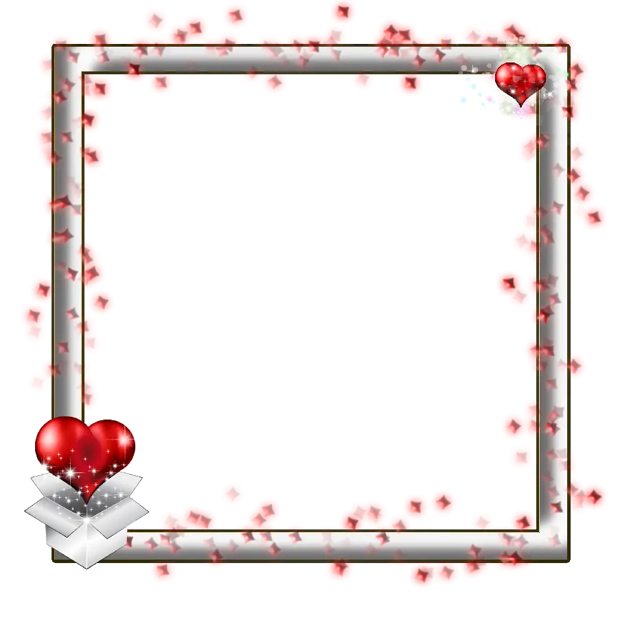 PNG square frame with red hearts suitable for photo editing