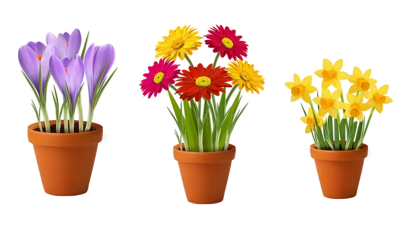 Image of three pots png cut out suitable for graphic work