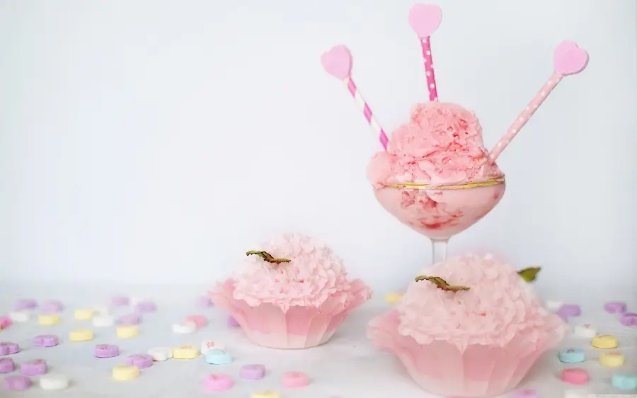 8k attractive pink ice cream and sweets for girls' birthday
