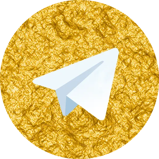 Golden Telegram logo and logo PNG circular and shiny