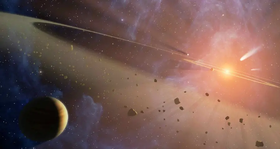Interesting asteroid belt of the solar system in an amazing frame