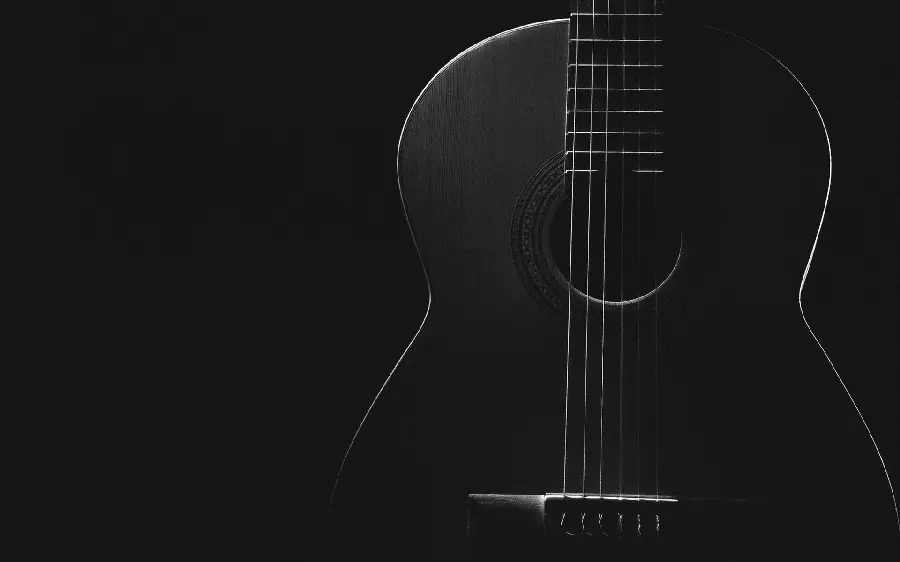 Full Download Black and White Wallpaper with Luxury Guitar Design for Laptop Desktop