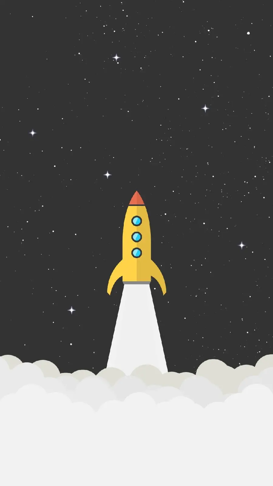 Yellow fantasy rocket in the starry night sky 1402