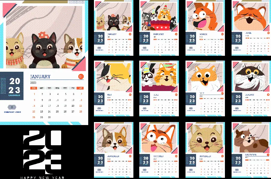 2023 Cute Cat Calendar Photo Teleported PNG