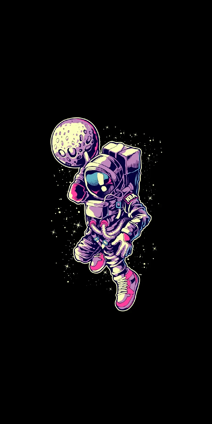 Attractive photo of an astronaut playing volleyball with the moon