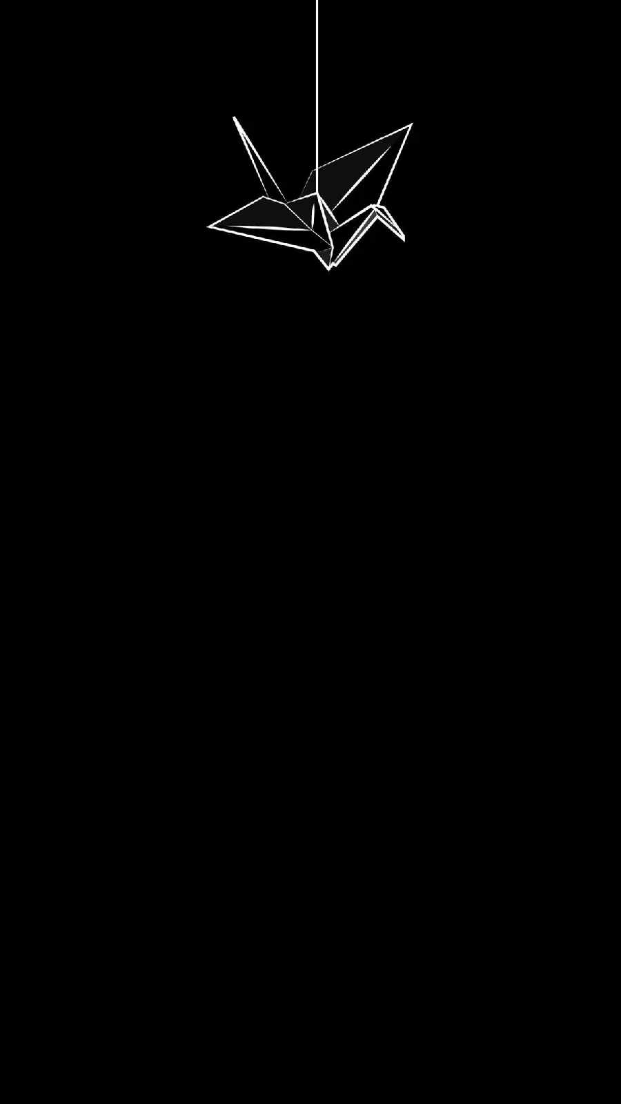 Minimal black wallpaper with origami design of a winged bird 2023