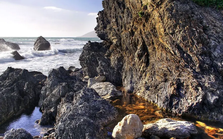 Spectacular Full HD Scenery of Stone Cliffs by the Sea Waves