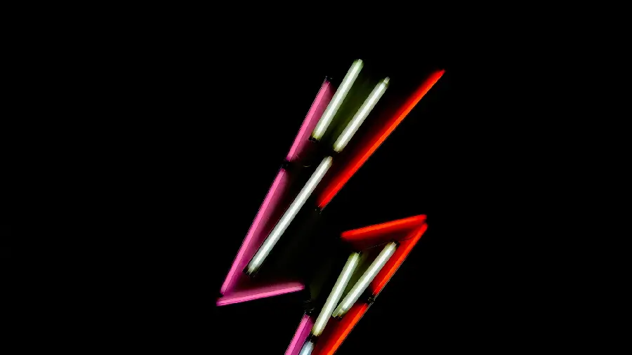 Full HD image of colored neon lamps with a black background