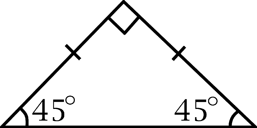 Simple vector of an isosceles right triangle suitable for the exam