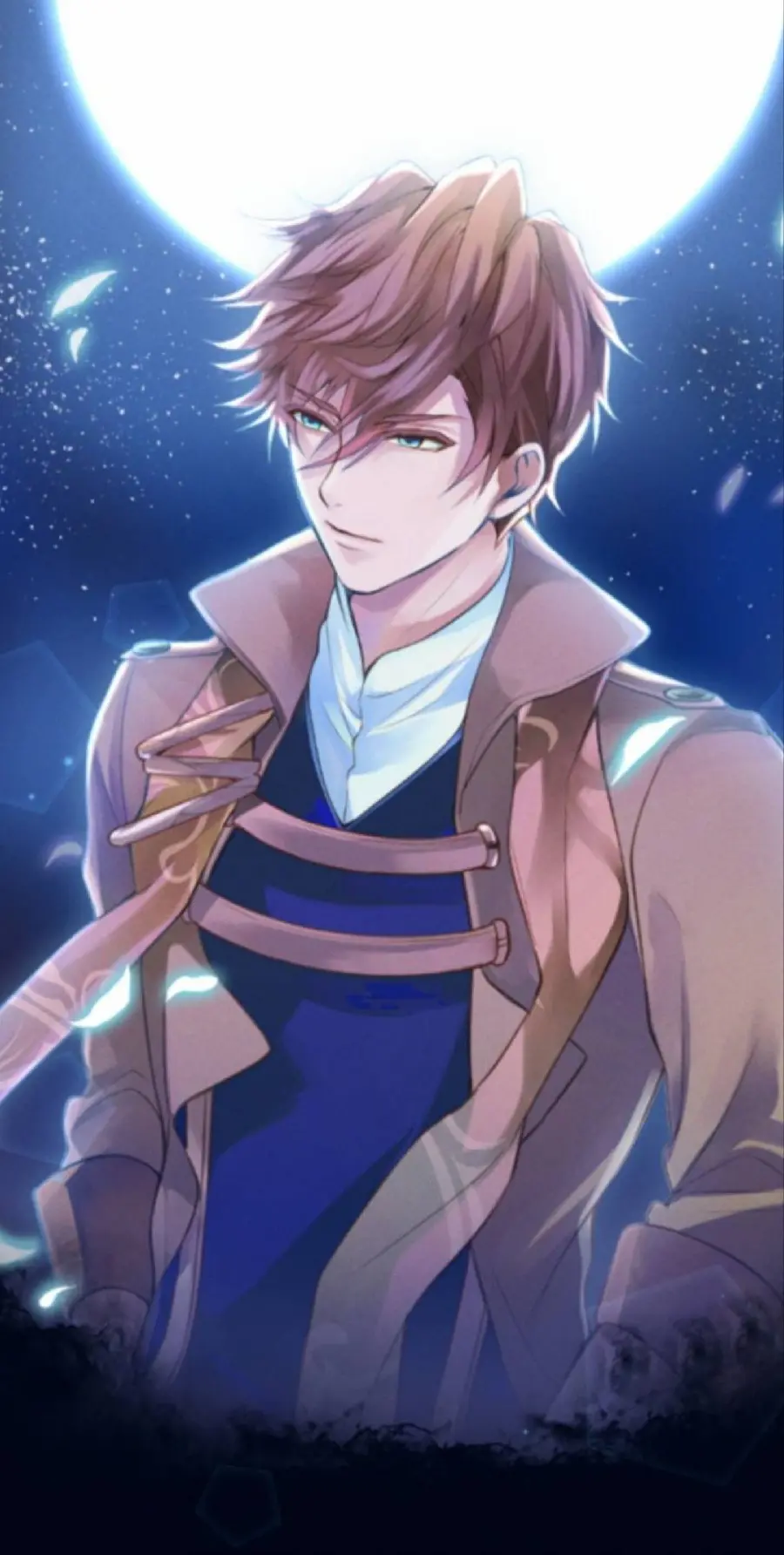 Wallpaper of an anime boy and the moon with attractive hair in a stylish style