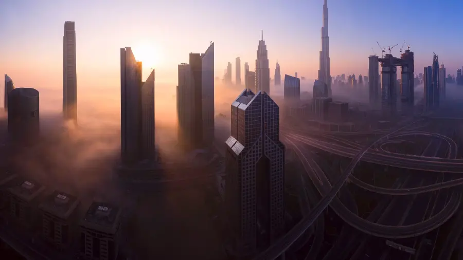 The background of a large and deserted city suitable for computers or laptops