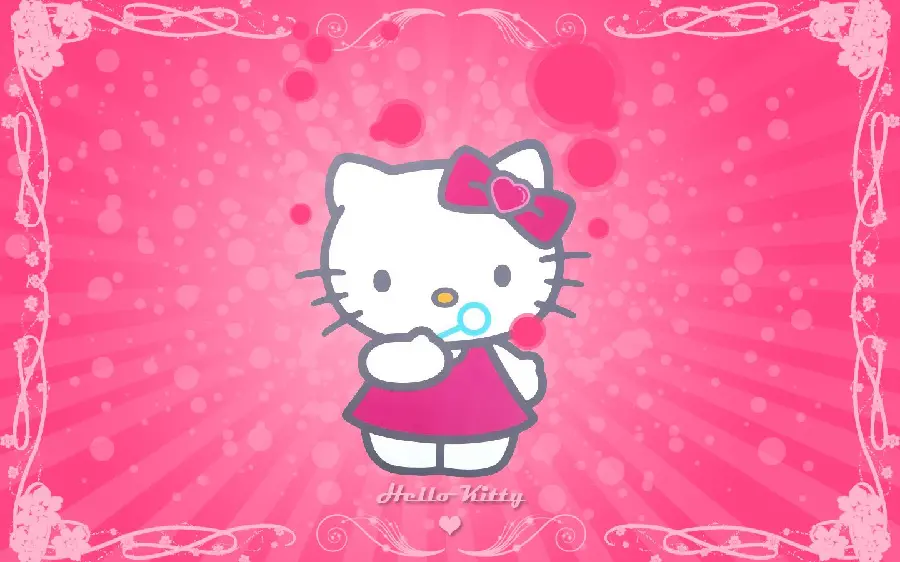 So Cute and beautiful background of Hello Kitty character with bubbles