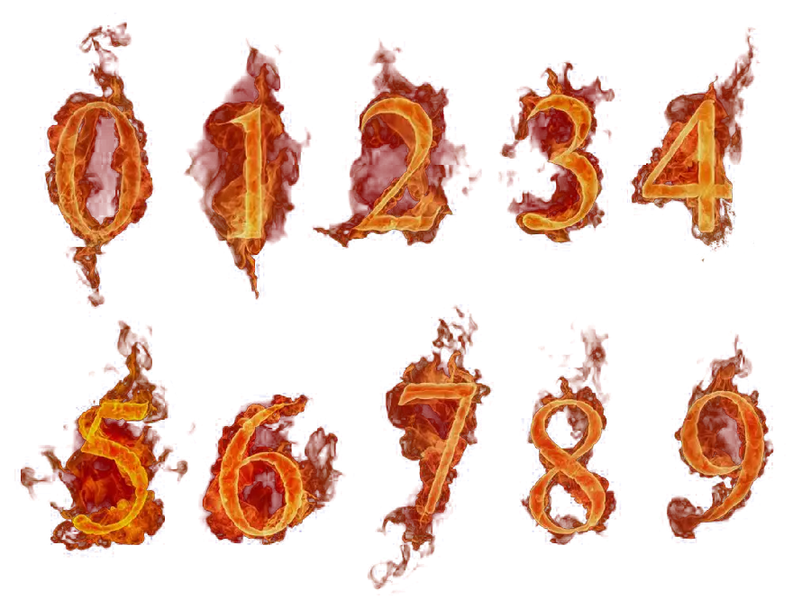 Photo of fire numbers and png 1 to 9