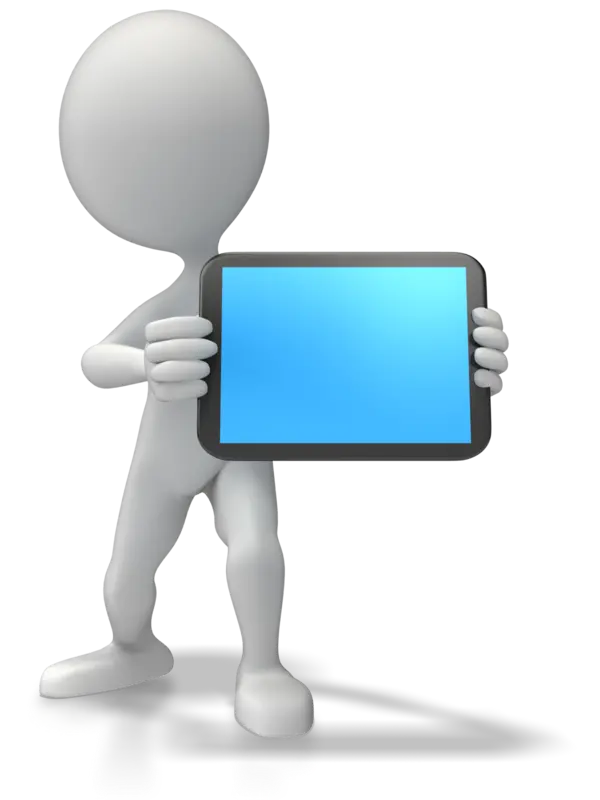 The most famous photo of a man and a tablet in hand in png format