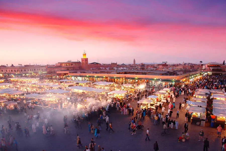 Photo of an incredibly beautiful and crowded market in Morocco with special quality