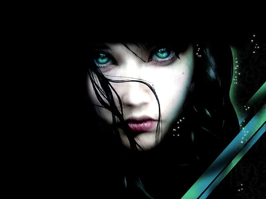 Blue Eyed Girl Concept Profile Photo with Dark Background 1401