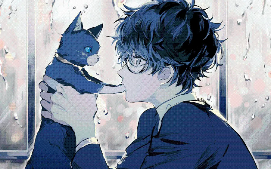 Cartoon Boy and Cat Anime Profile Picture
