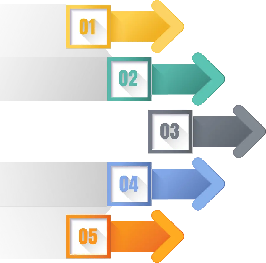 Download high-quality png of arrows to the right with numbers up to 5