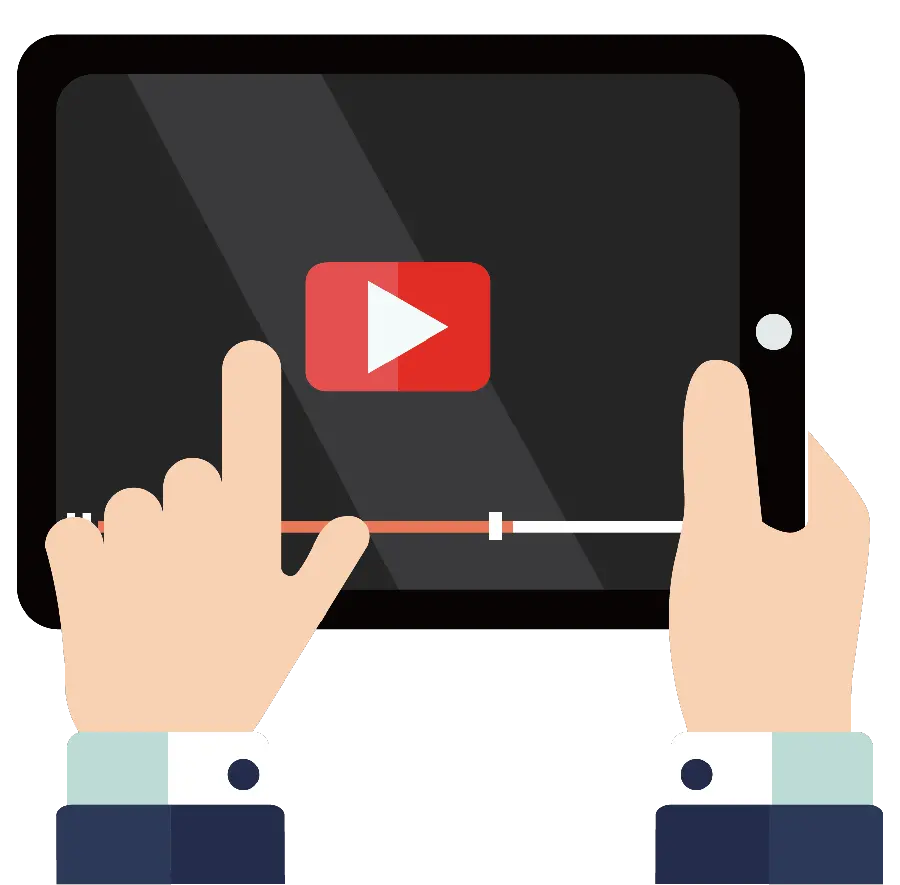 Tablet in hand photo without background for YouTube video editing