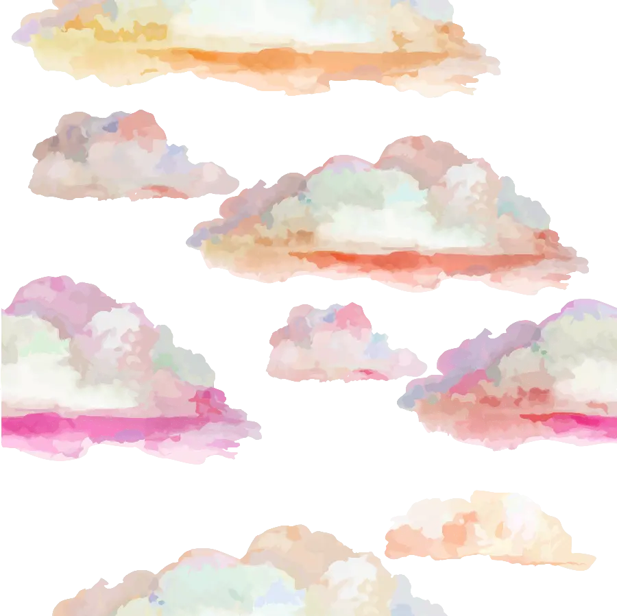 Pink Clouds Painting with Watercolor PNG