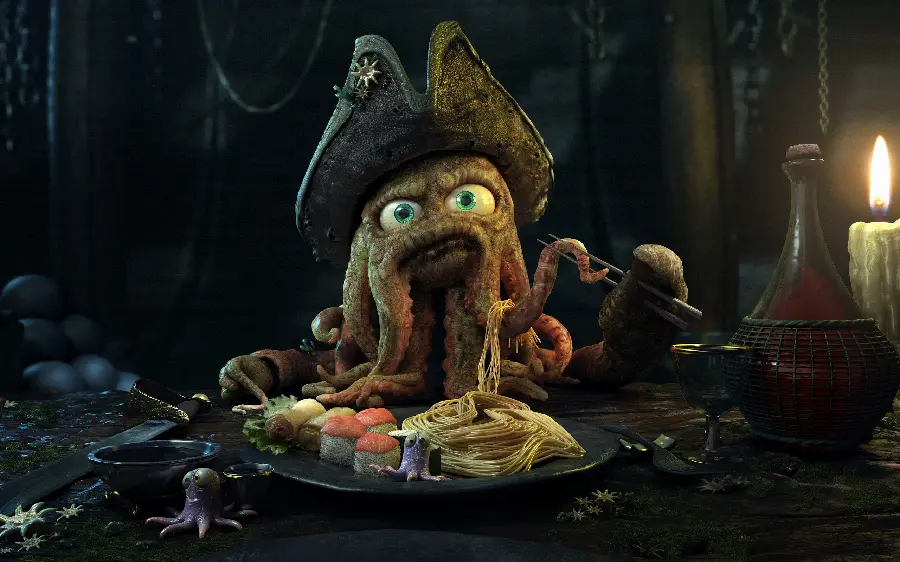 Cute and Belly Octopus Digital Painting in HD Quality