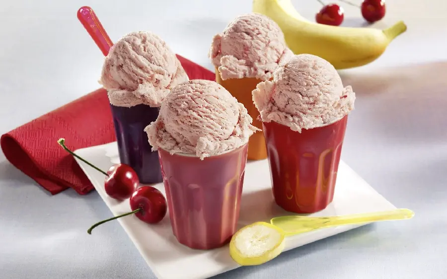 Cool and hearty cherry ice cream photo in HD glass