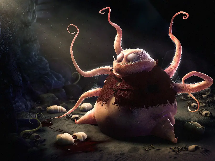 Funny and lovely picture of a chubby octopus