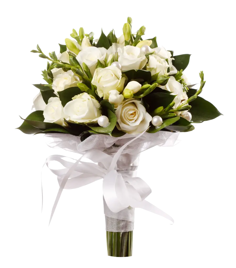 Dreamy image of a white bouquet for poster editing