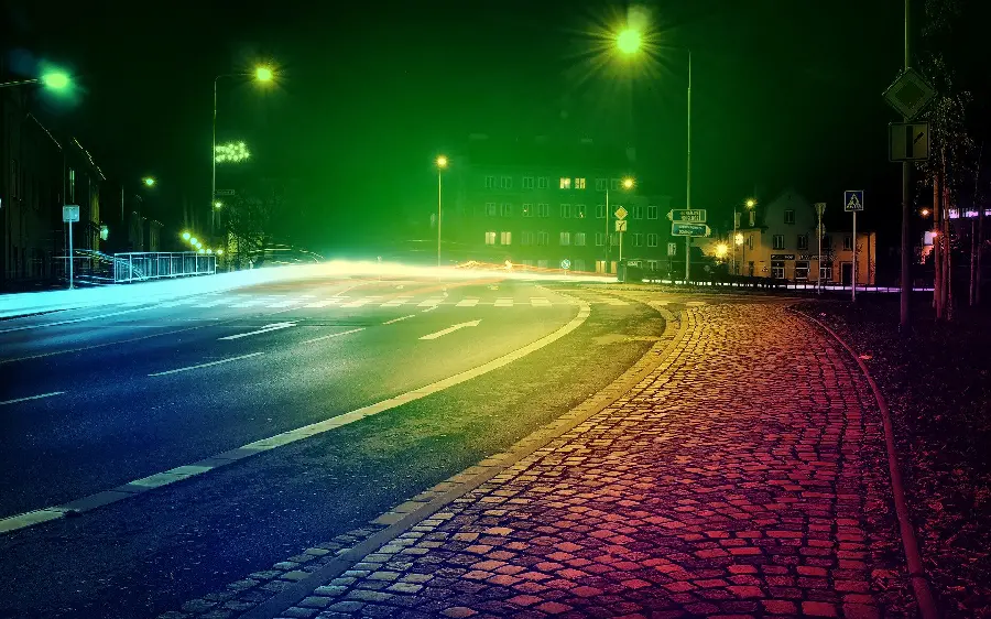 Beautiful city image with colored light as Background 