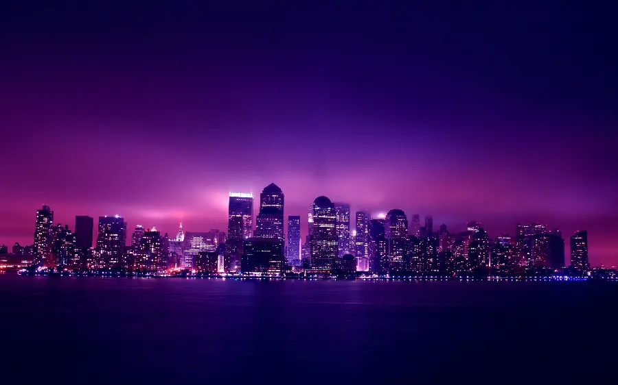 Computer Background with Buildings in Purple City
