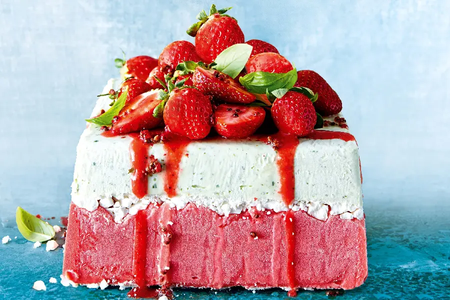 Download Background of strawberry ice cream for the pastry chef's computer