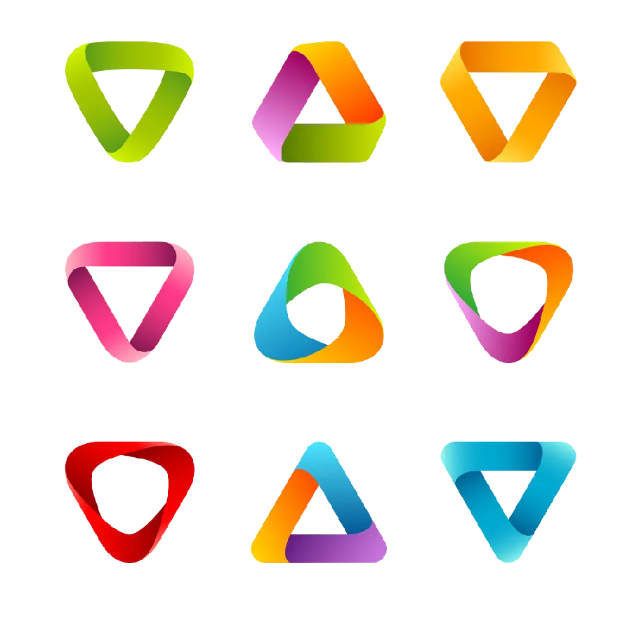  png types of 3D colored triangles suitable for graphic work