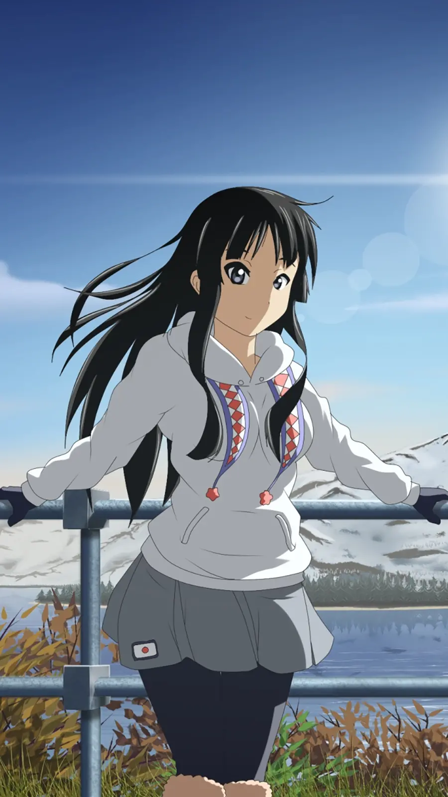 HD photo of a Japanese attractive black hair anime girl suitable for mobile wallpaper