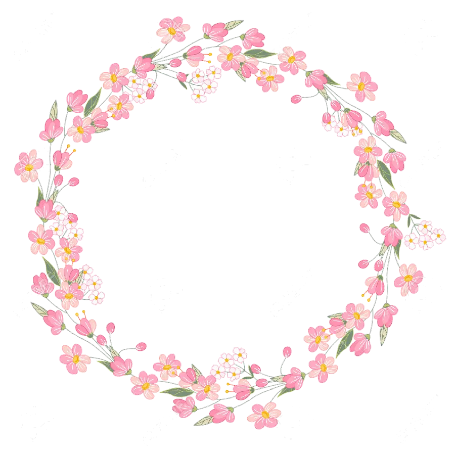 Circular photo of pink blossoms without background