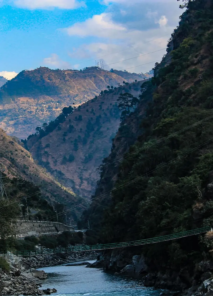 Beautiful and spectacular background of a beautiful suspension bridge in India with excellent quality 